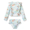 Island Floral Ruffle Rash Guard Swimsuit