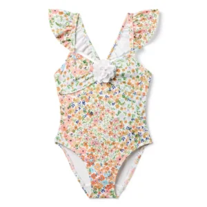 Recycled Floral Ruffle Rosette Swimsuit