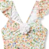 Recycled Floral Ruffle Rosette Swimsuit