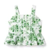 Floral Toile Pintuck Top