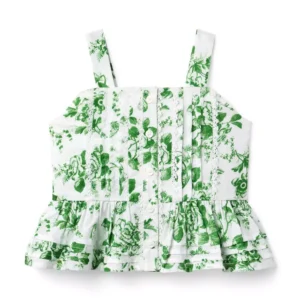 Floral Toile Pintuck Top
