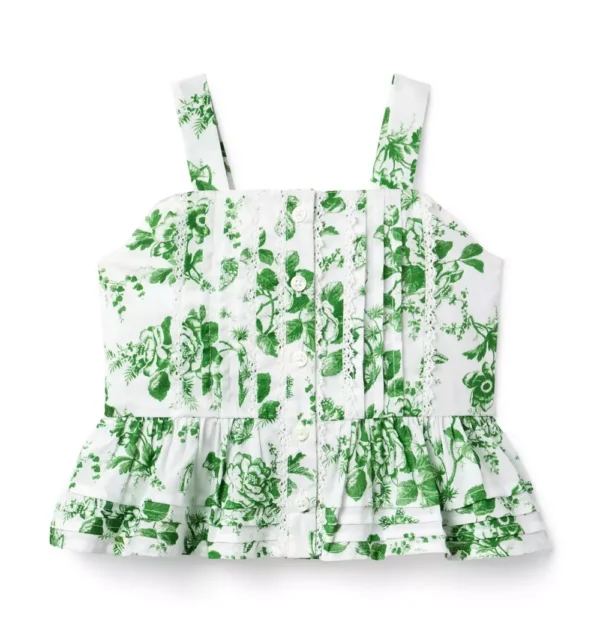 Floral Toile Pintuck Top