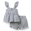 Girls Striped Flutter Sleeve Set