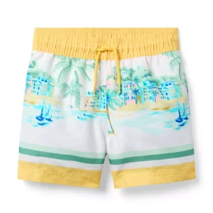 Recycled Vacation Border Swim Trunk