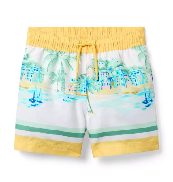 Recycled Vacation Border Swim Trunk