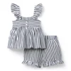 Girls Striped Flutter Sleeve Set