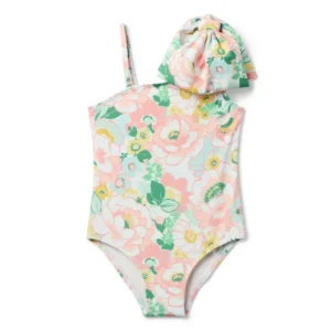 Recycled Floral Bow Shoulder Swimsuit