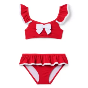 Textured Ruffle Bow 2-Piece Swimsuit