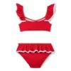 Textured Ruffle Bow 2-Piece Swimsuit
