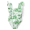 Recycled Floral Toile Ruffle Swimsuit