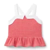 Gingham Jacquard Peplum Top