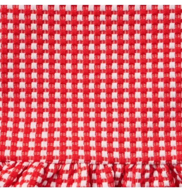 Gingham Jacquard Peplum Top