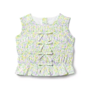 Smocked Floral Bow Top