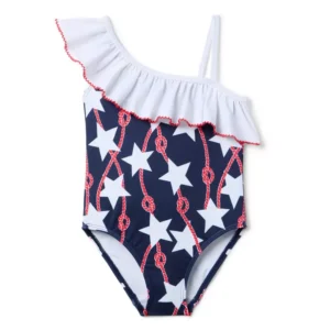 Star Ruffle Shoulder Swimsuit