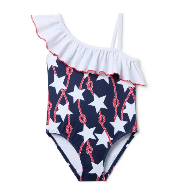 Star Ruffle Shoulder Swimsuit