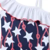 Star Ruffle Shoulder Swimsuit
