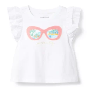 Sunglasses Print Ruffle Top