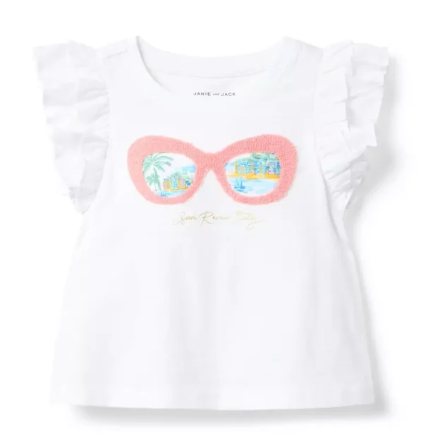 Sunglasses Print Ruffle Top