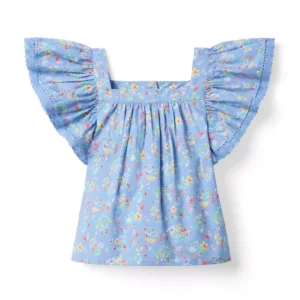 Graphic Flutter Sleeve Top