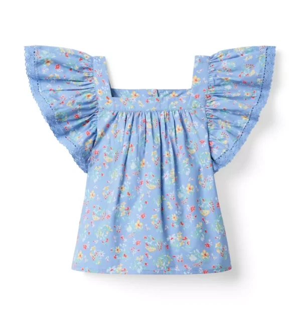 Graphic Flutter Sleeve Top