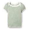 Striped Ribbed Puff Sleeve Top