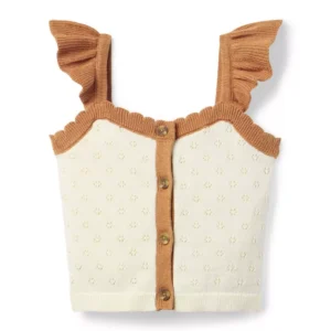 Pointelle Scalloped Sweater Top