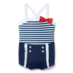Retro Stripe Bow Swimsuit