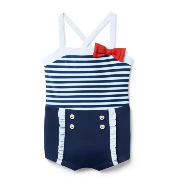 Retro Stripe Bow Swimsuit