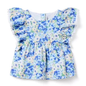 Floral Flutter Sleeve Top